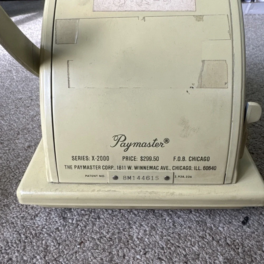 Vintage‎ Paymaster Series X-2000 Check Writer W/ Cover Rare! No Keys